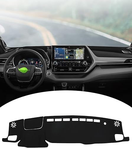 FIILINES Cubierta de tablero para Toyota Highlander 2020-2025 (se ajusta con o sin pantalla), cubierta de alfombrilla de salpicadero, protector de