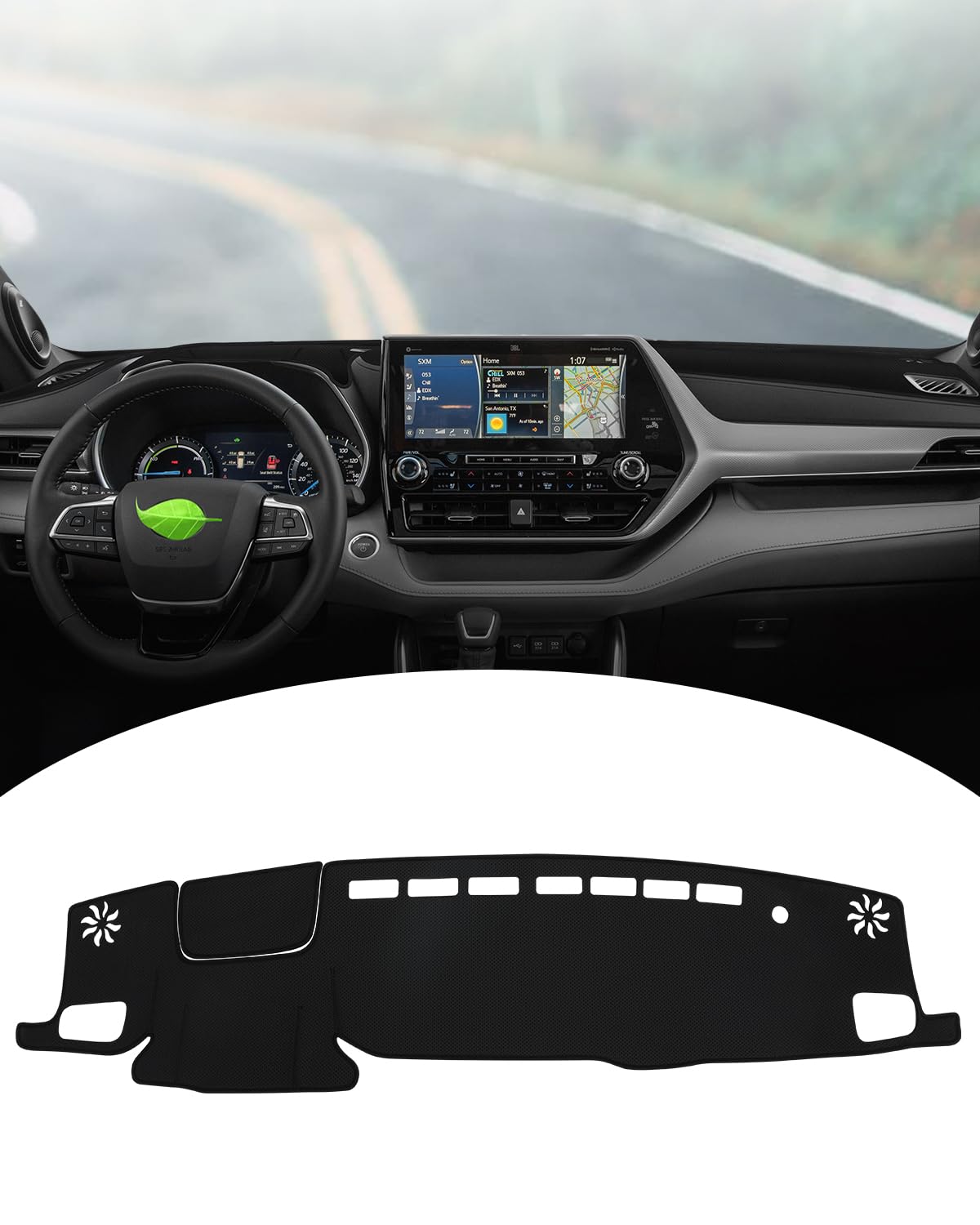 FIILINES Dash Cover Fit for Toyota Highlander 2020 2021 2022 2023 (Fit with or Without Display) Dashboard Mat Cover Sunshade Nonslip Mesh Protector No Glare