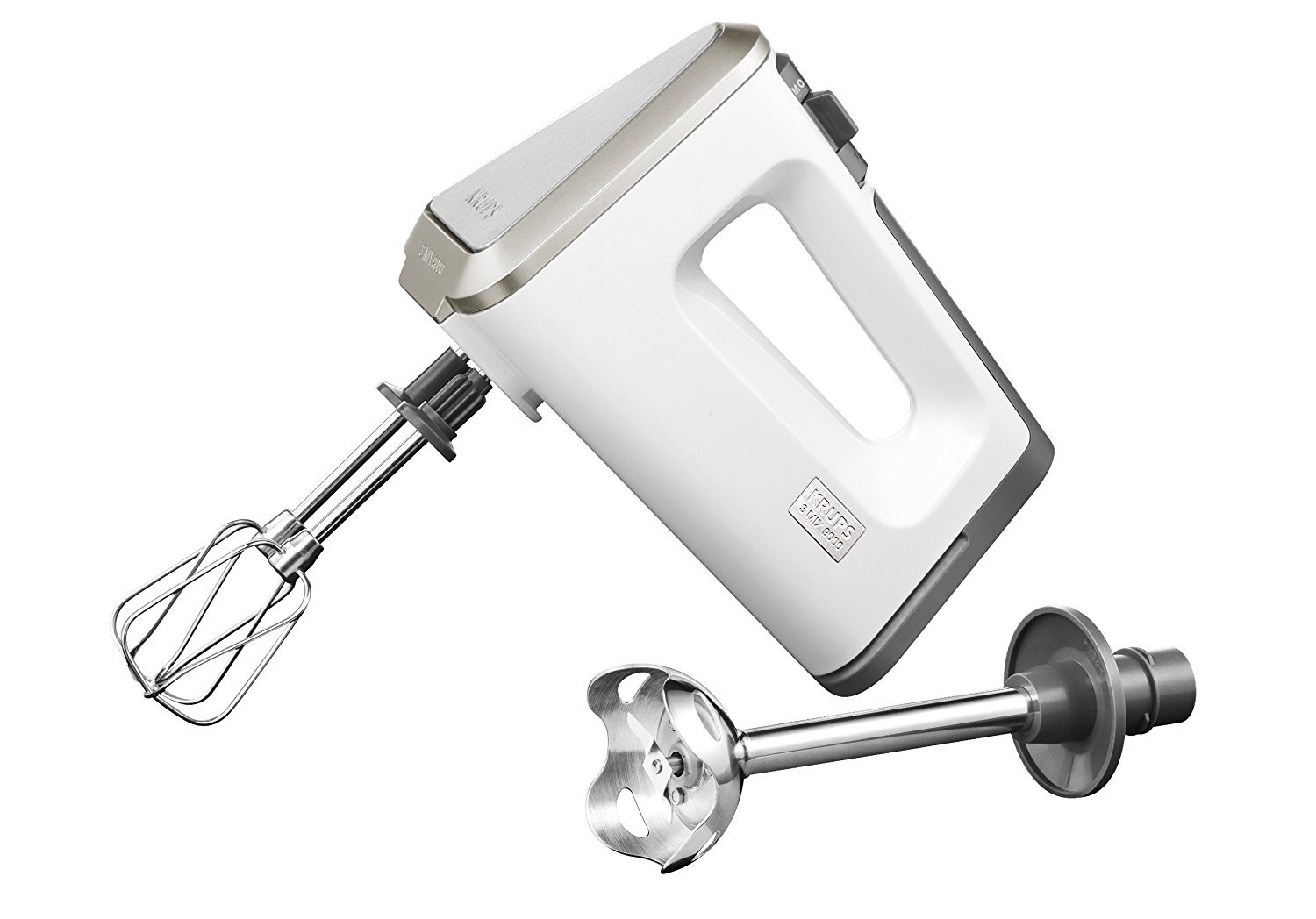 Krups 3 Mix 9000 Handmixer, GN9031 inkl. Schneebesen, Knethaken, Pürierstab-Aufsatz, Messbecher