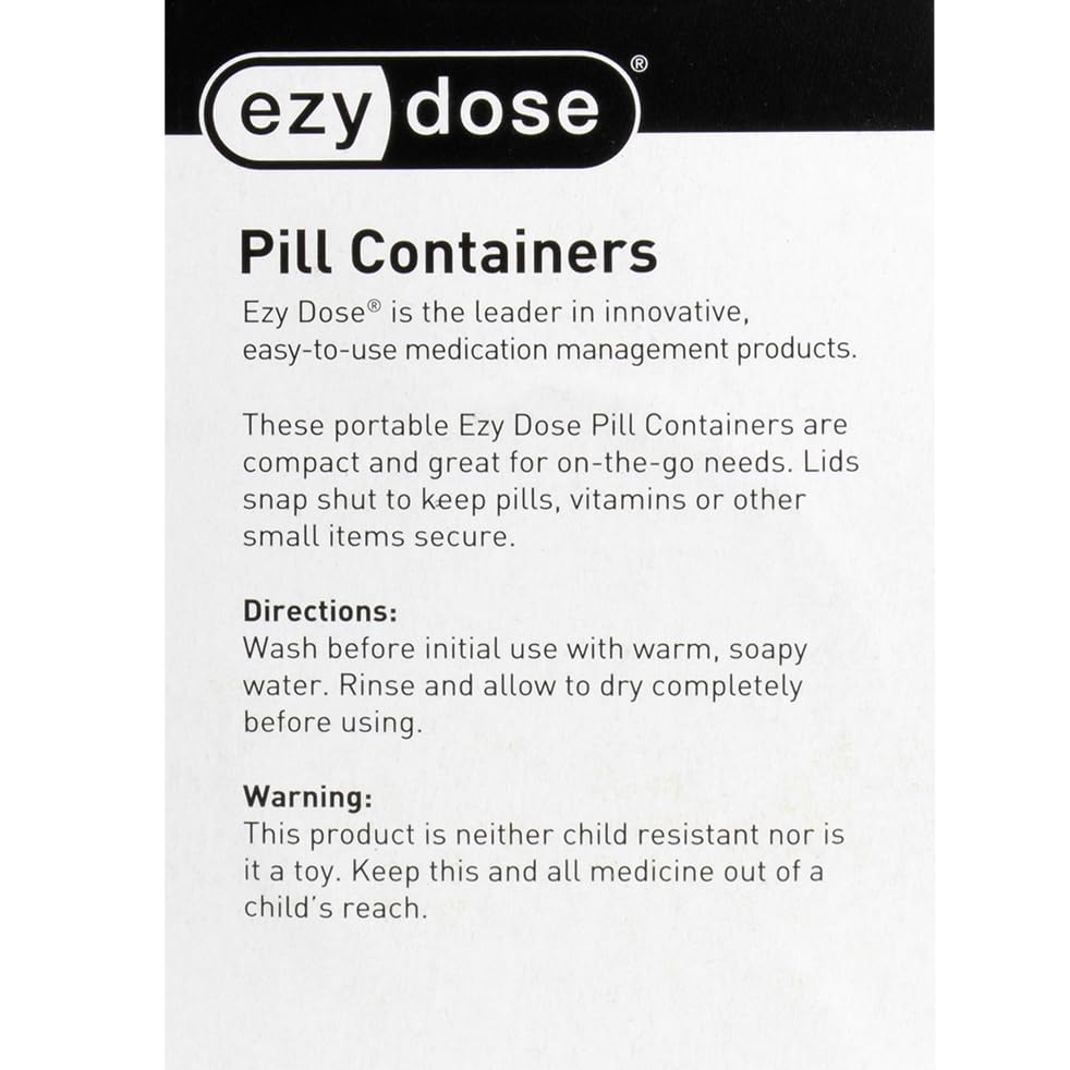 Image of Ezy Dose Daily Round Pocket Pharmacy Pill Organizer, Blue & Pink, 2 Pack | Portable On-The-Go, Pill Box, Organizer and Vitamin Containers, Snap Shut Lids, Perfect For Traveling, BPA Free