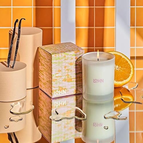 Miniatura 3 de Lohn Lato Mini vela perfumada  Vela de aceite esencial para el hogar, notas de limón, haba tonka e hibisco, cera de coco sostenible y soja, larga