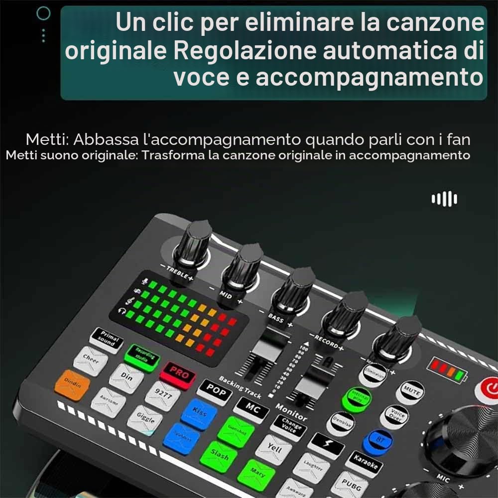 NEWFUN Mixer Audio, Scheda Audio, Mixer dj, Mixer Audio Stereo Bluetooth con Suono Multiplo, Compatibile con Computer e Smartphone per DJ, Registrazioni in Studio, Karaoke Online