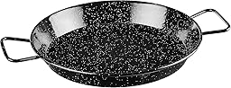 Padella per Spaghetti all'Assassina in Ferro Smaltato, Tegame Tradizionale Stile Paella, Nero con Puntini Bianchi, con Manici (36 cm)