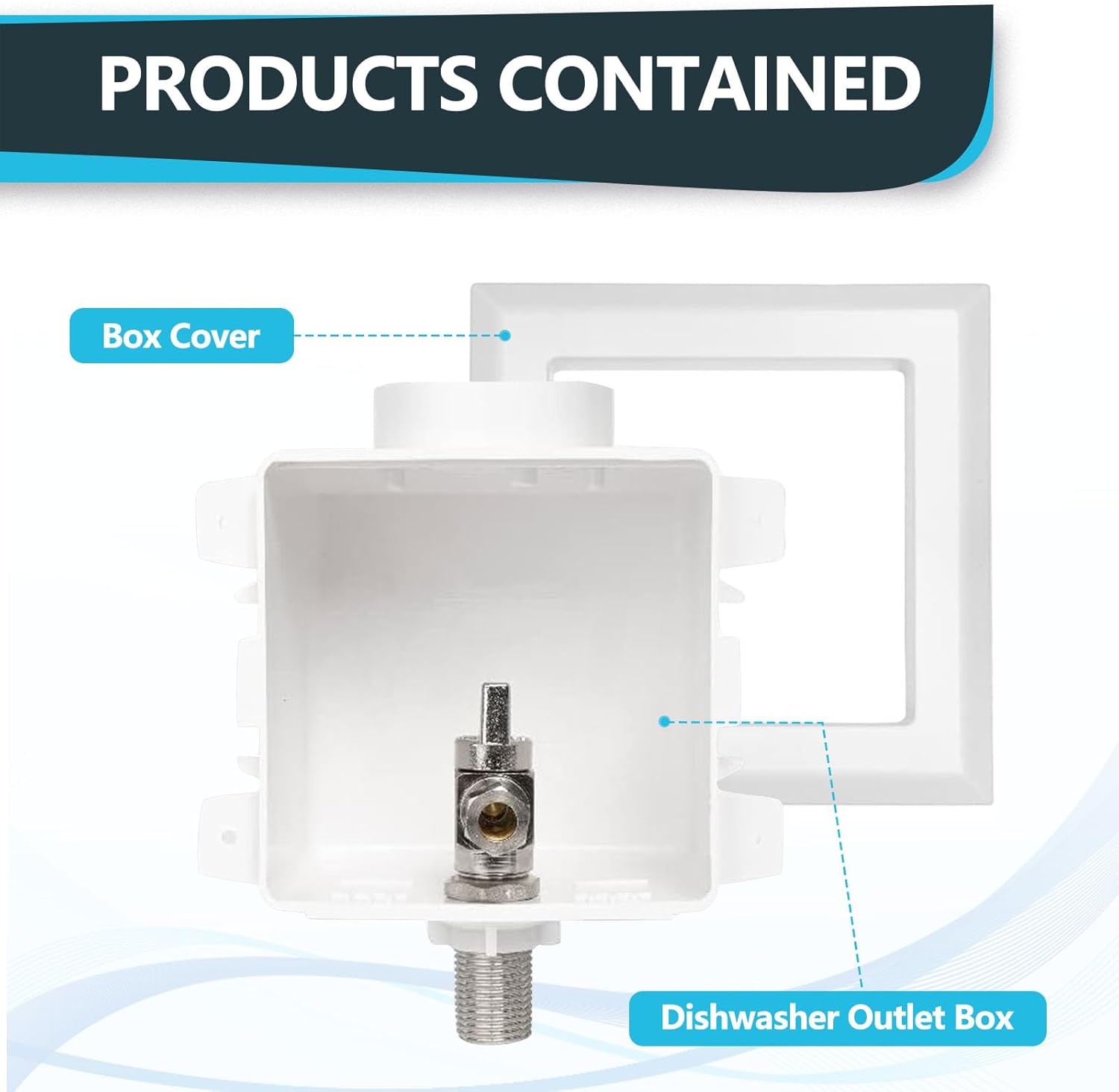 2 Pack Seelink Dishwasher Outlet Box, 1/2 Inch Sweat(MIP) Inlet, Pre-Assembled Outlet Box with Installed 1/4-Turn Stop Angle Valve