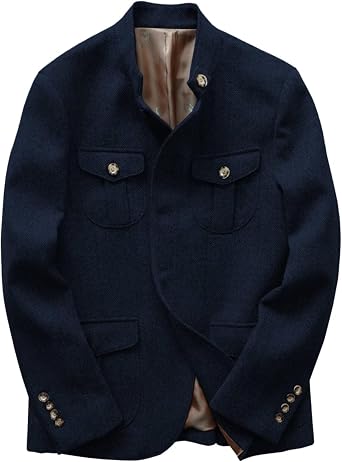 Mens Vintage Herringbone Tweed Blazers Wool Blend Sport Coat Casual Suit Jacket
