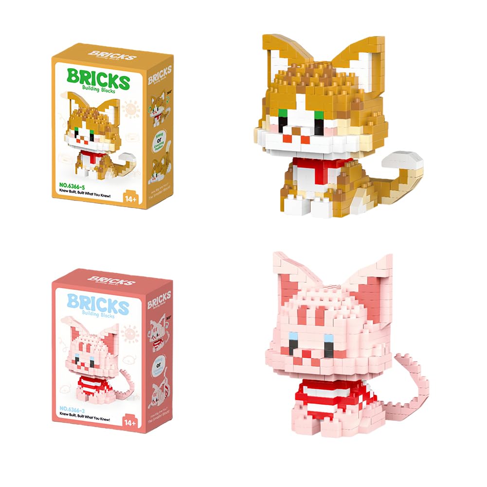 MGKEOUF Cute Animal Building Blocks, DIY Cat Building Blocks, Animal Building Blocks Set