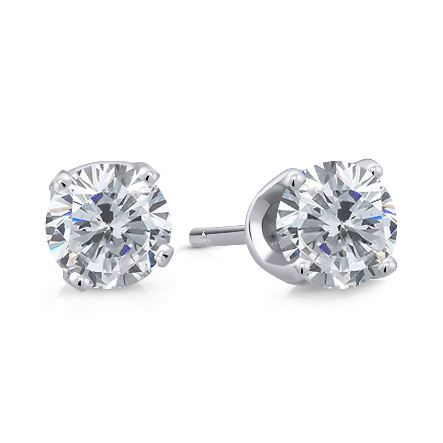 Gem Stone King14K White Gold Lab Grown Diamond Stud Earrings For Women Men (0.20 Cttw, Round E-F Color, VVS-VS Clarity)