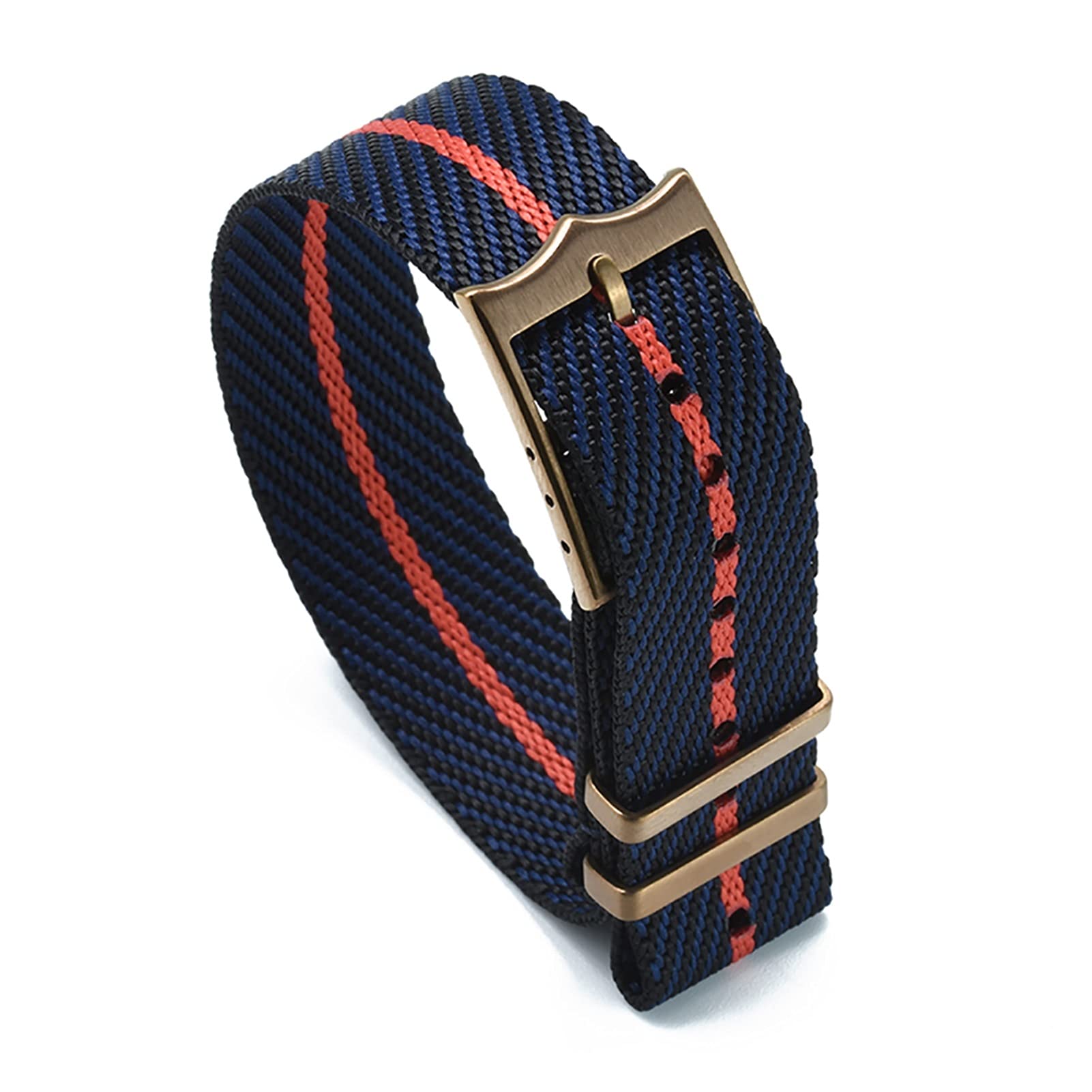 Uhrenarmband， Hochwertiges Luxus-Uhrenarmband aus Nylon mit NATO-Armband(New Black navy red,22mm)