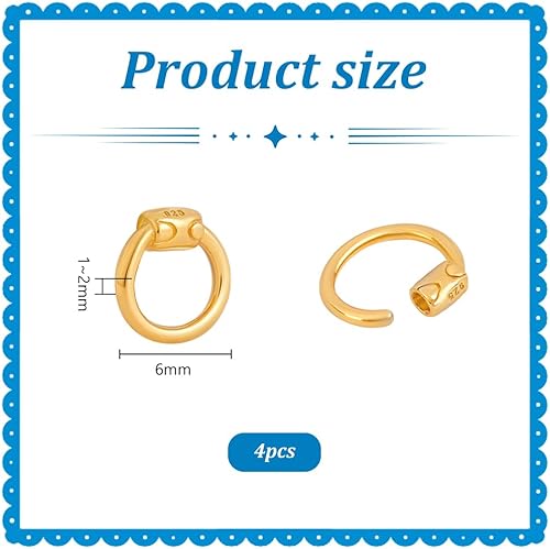 Vista 9 de PH PandaHall 4 anillos de plata de ley con bloqueo, anillo de conector de platino de 0.236 pulgadas, calibre 18, anillos de cadena de correo