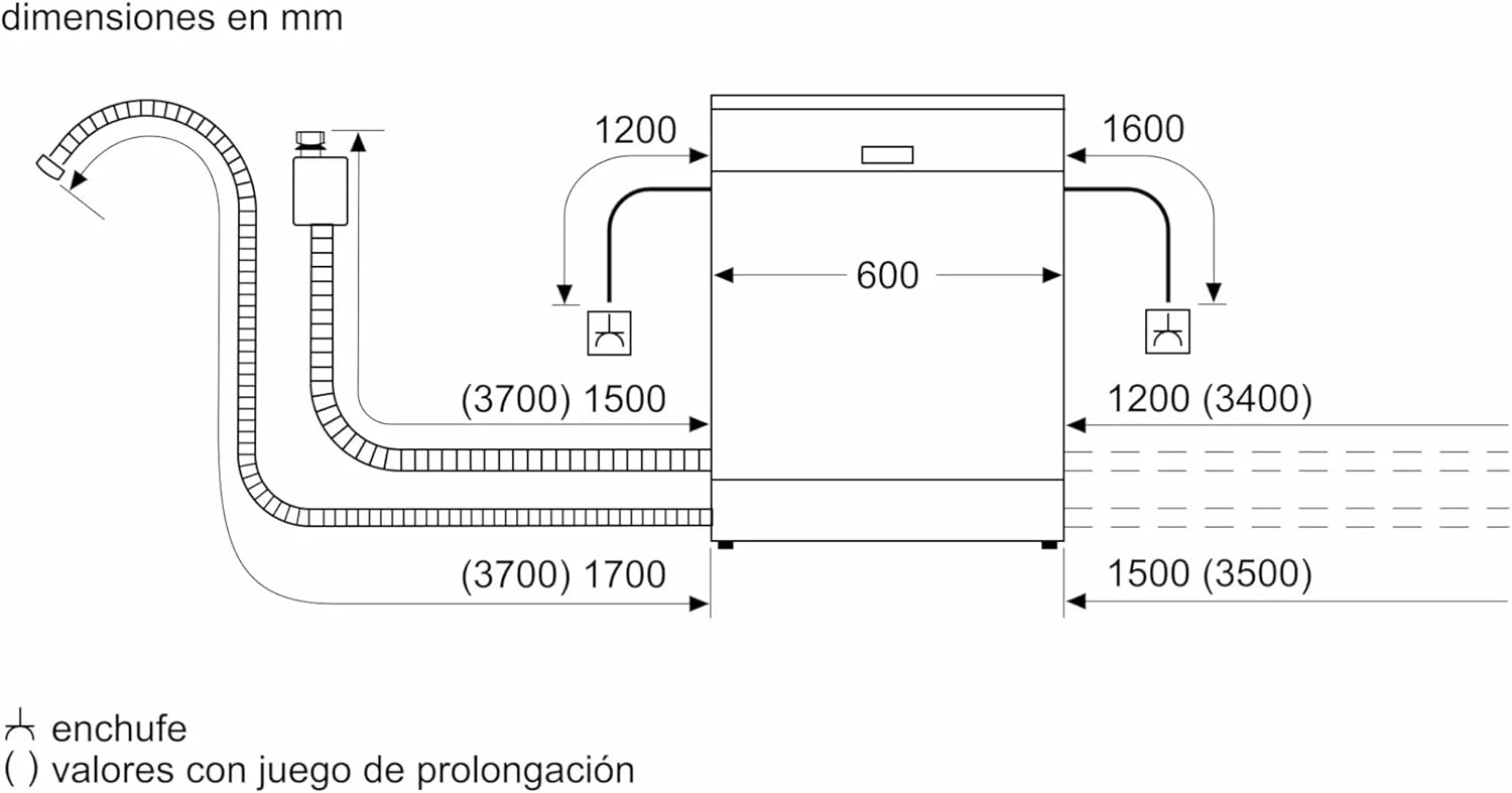 Dishwasher installation dimensions and connections