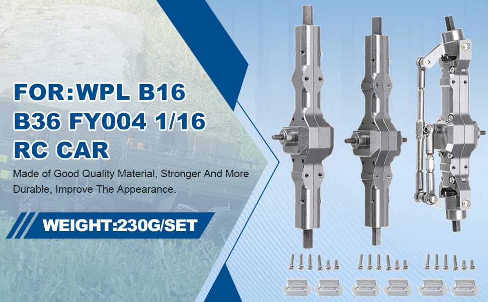 Gokelomg Metal Vorne Mitte Hinten BrüCken Achse Getriebe Für WPL B16 B36 FY004 1/16 RC Auto LKW