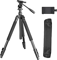 Vista 9 de Trípode portátil de viaje de 64.5 pulgadas, compatible con cámaras SLR, teléfonos celulares, binoculares, visores de observación, monoculares