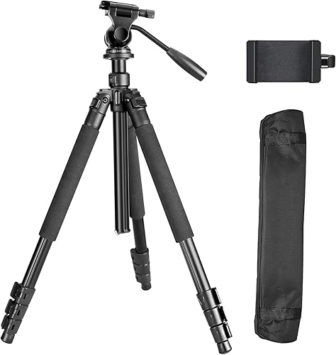 Miniatura 9 de Trípode portátil de viaje de 64.5 pulgadas, compatible con cámaras SLR, teléfonos celulares, binoculares, visores de observación, monoculares