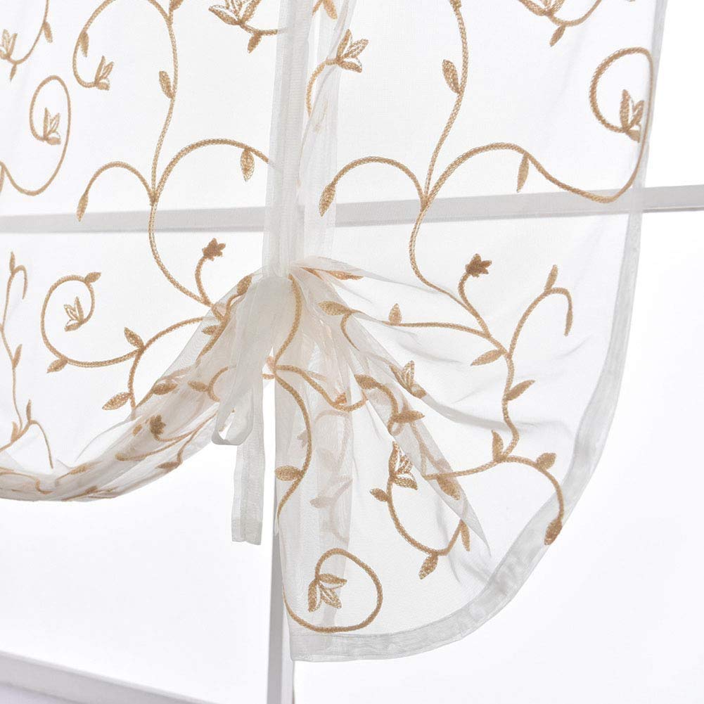 Tenda a Pacchetto in Voile con Passanti Tende in Tulle monocromatiche Trasparenti Tenda alla Romana in Stile Semplice per Cucina, Bagno e Balcone 1 Pezzo,Beige,120 * 140 cm