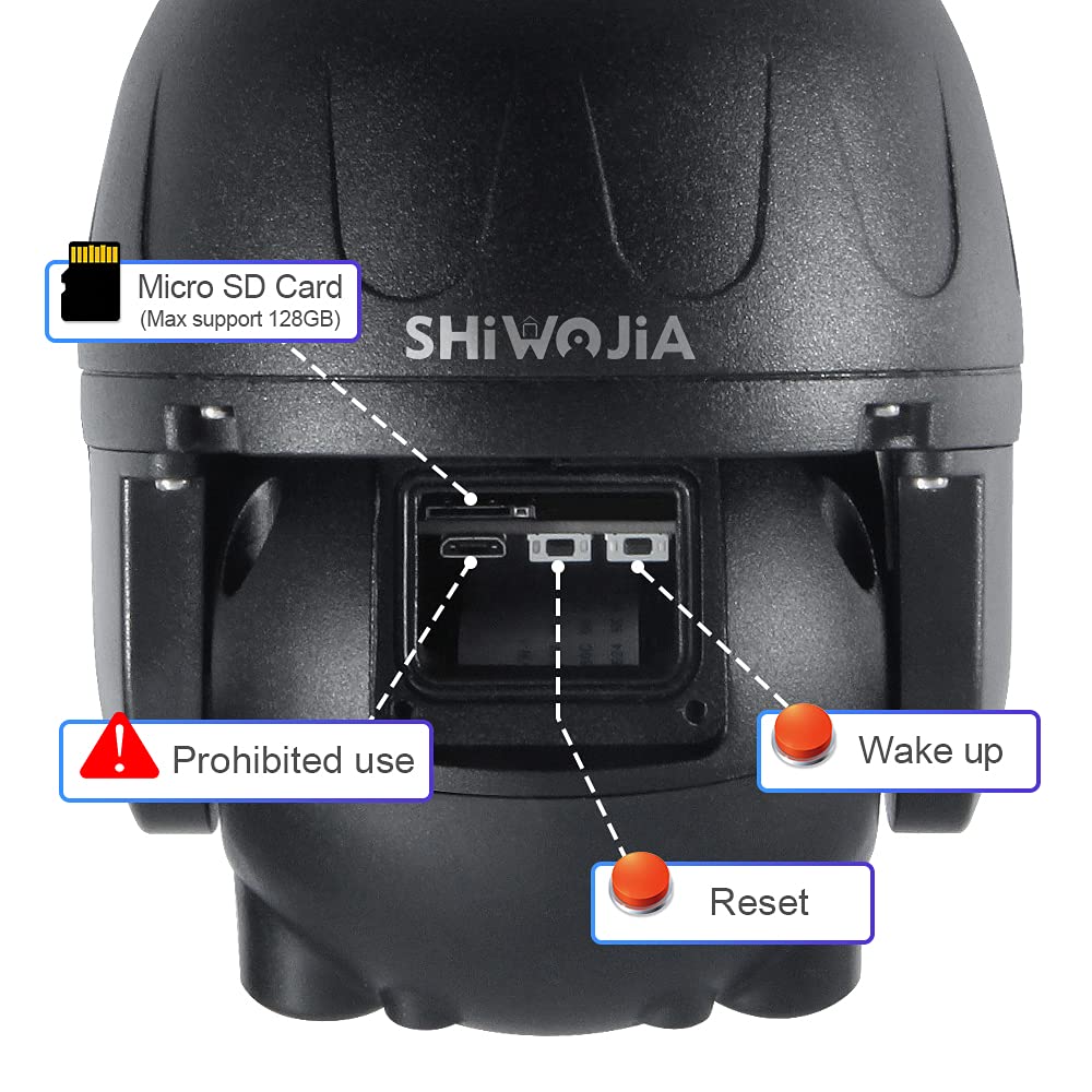 SHIWOJIA Zasilana energią słoneczną kamera CCTV bezprzewodowa na zewnątrz, kamera WiFi 2,4 GHz 1080P HD akumulator kamera bezpieczeństwa z 2-drożnym dźwiękiem, kolorowy noktowizor, wodoodporność IP66,
