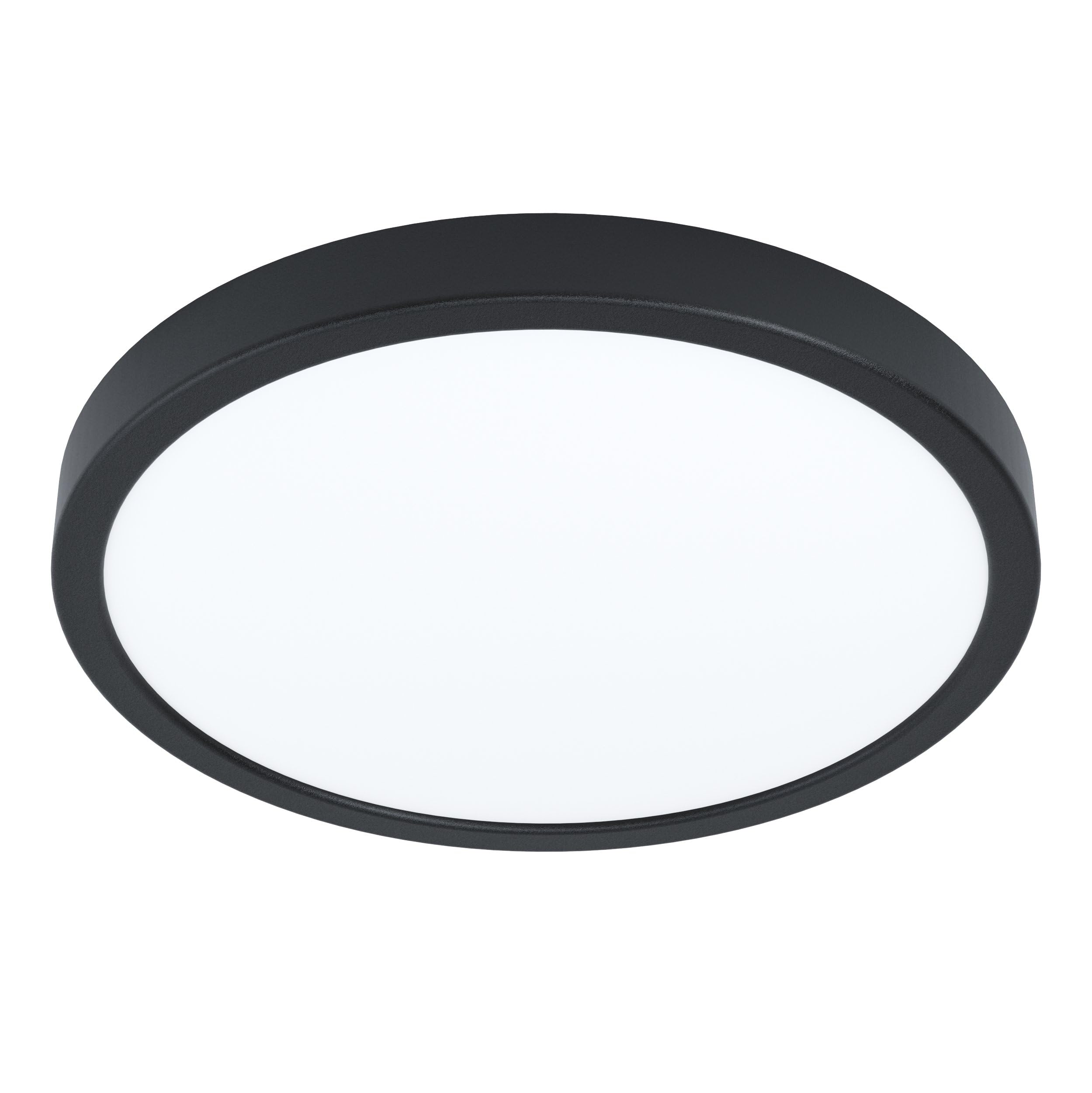 Eglo LED Flush Ceiling Light Fueva 5, Ø 11 in, Round Bathroom Lighting Made of Black Metal and White Plastic, Warm White lamp, IP44