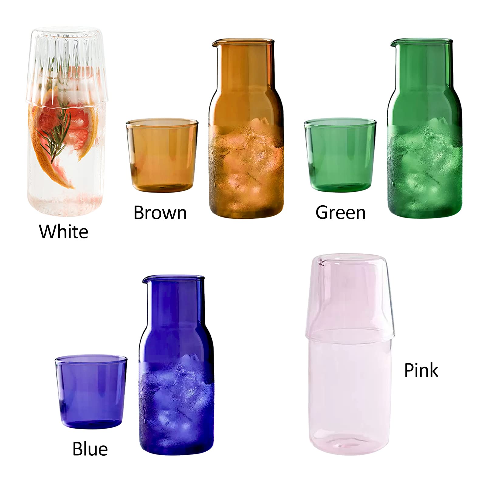 Set Caraffa E Bicchiere Da Comodino In Vetro Spesso - 1 Litro - Stile Vintage Per Camera E Cucina - 3
