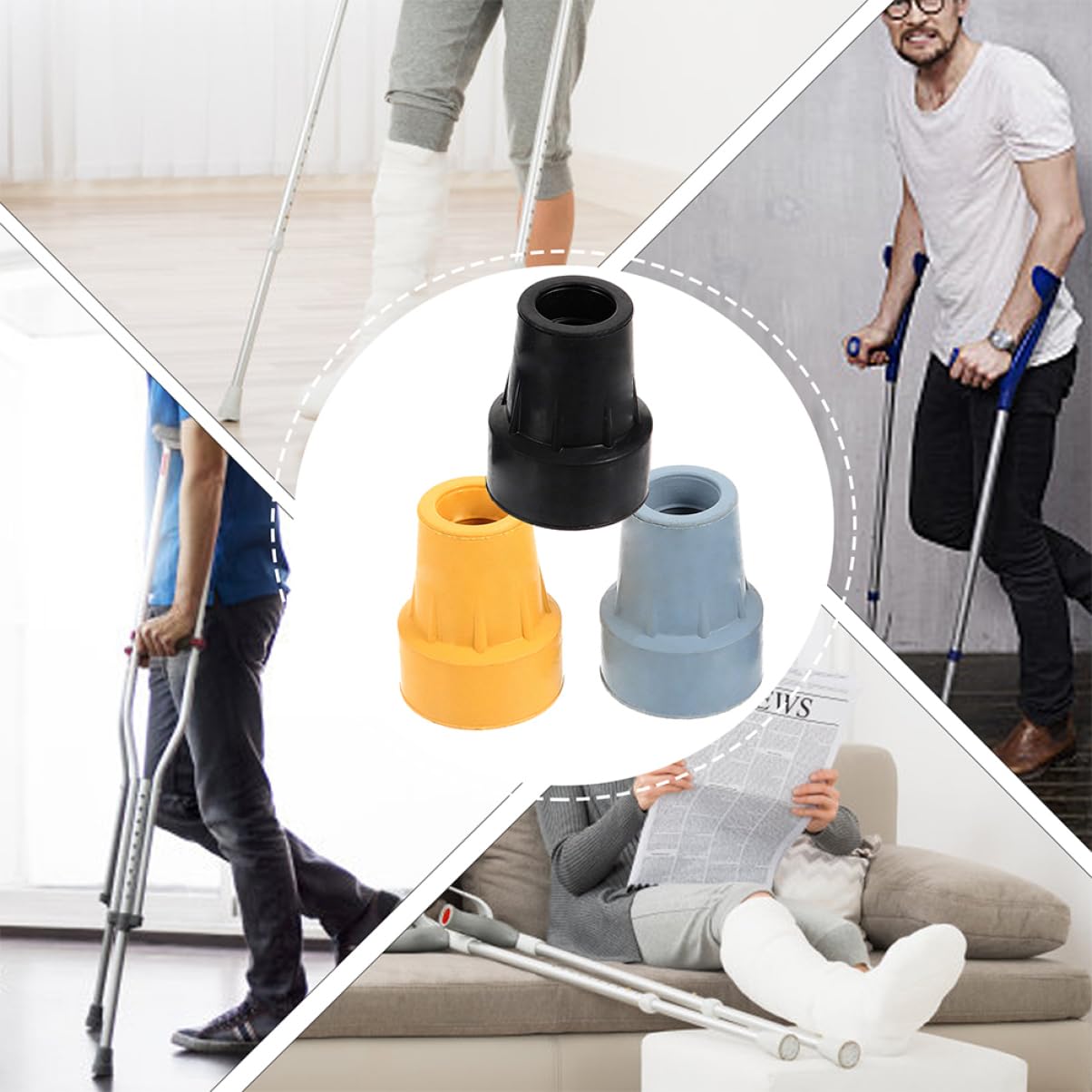 Gogogmee Replacement Cane Tips 12pcs Walking Pole Tips for Trekking Poles Crutch Pads