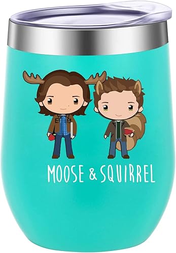 ATHAND Supernatural - Vaso de vino aislado de 12 onzas con tapa, taza de café de acero inoxidable al vacío, taza sin tallo, divertida idea de regalo