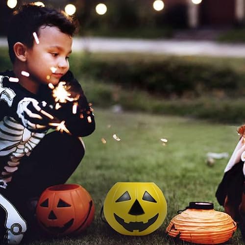 Miniatura 5 de UPKOCH 3 cubos de calabaza de Halloween portátil de plástico para dulces, cubo de dulce o truco con asa para suministros de fiesta de Halloween