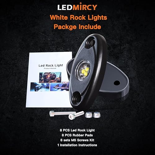 Miniatura 7 de LEDMIRCY Luces LED de roca blancas, 6 piezas para Je ep todoterreno, camiones, RZR, barco, ATV, UTV, SUV, luces de neón bajo la carrocería, Trail,