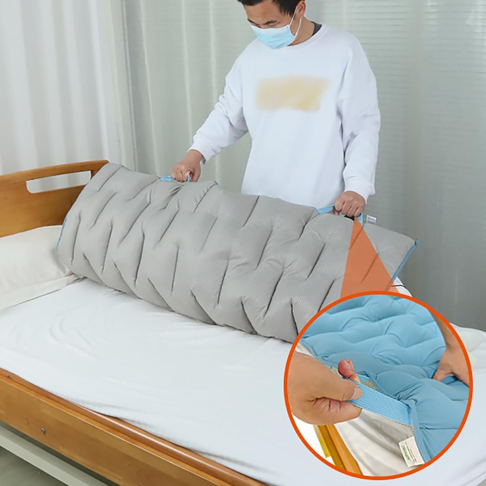 Almohadilla de cama de posicionamiento, lavable, con asas, 8 cm de grosor, suave y reutilizable para transferir, girar, levantar y reposicionar pacientes