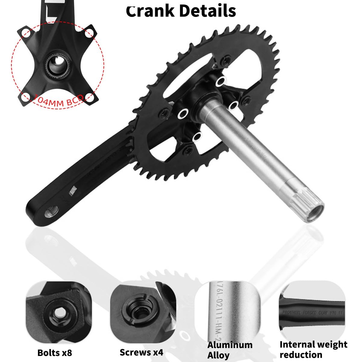 Amazon.co.jp: 170mm ファットバイク用クランクセット シャフト長 176