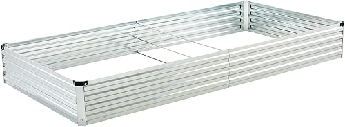 Miniatura 1 de zunatu Cama de jardín elevada galvanizada de 8 x 4 x 1 pies, jardinera para exteriores, kit de cama de metal para plantar verduras, flores y