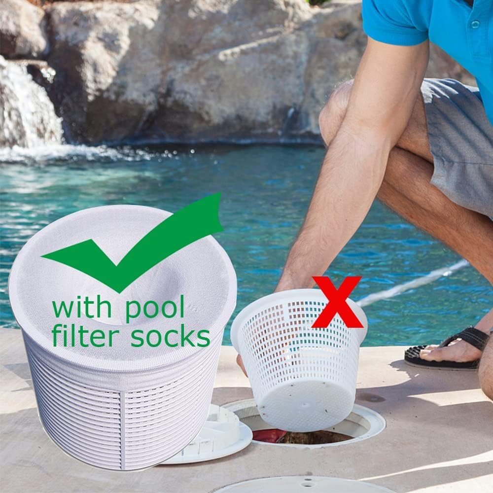60 Calzini Per Skimmer Piscina – Reti Filtranti In Nylon Per Cestello, Proteggi Pompa Da Foglie E Capelli