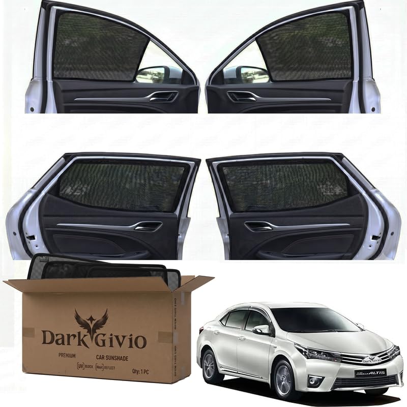 Image of Car Window Sun Shade Protector for Corolla ALTIS T 2 | Exact Fit Non-Magnetic Half Cut Sunshade (Set of 4 /6) | UV Blocker Side Window Car Curtains & Interior Accessory