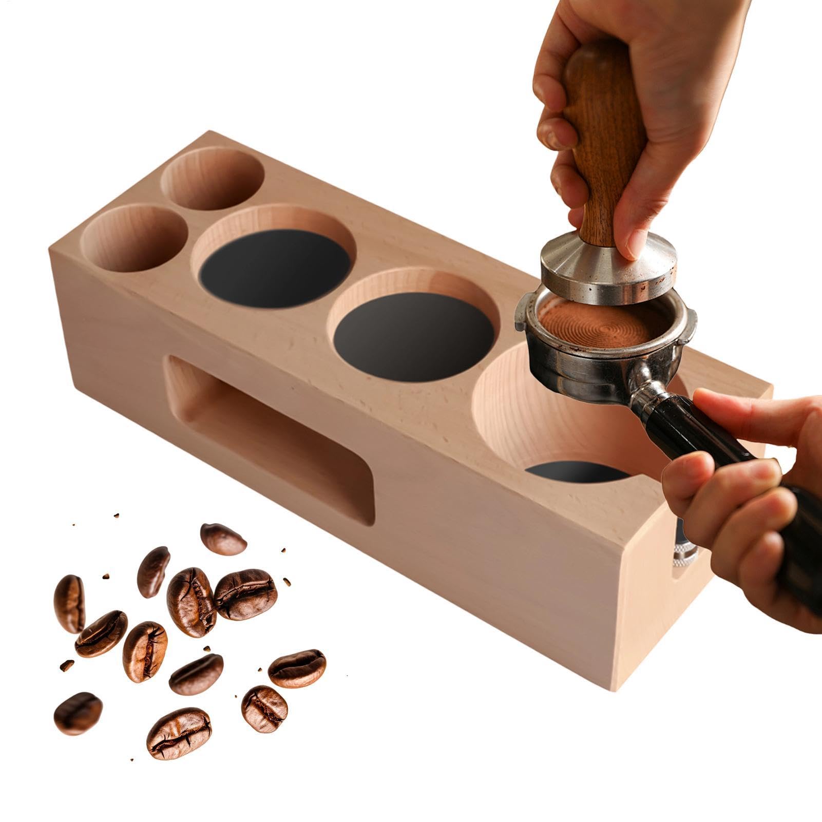 Station de tassage pour espresso et support organisateur en bois de tamper