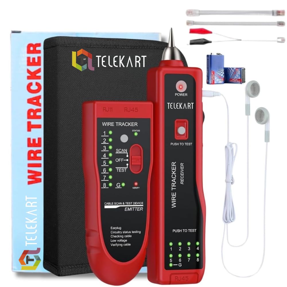 Lan Tester | Ethernet Wire Tracker | Network Cable Tester | RJ11 RJ45 CAT5/5e CAT6 LAN Wire Portable Line Finder for Miss Wiring Disorder Cable Open and Short Circuit Testing (Red)-picture-21