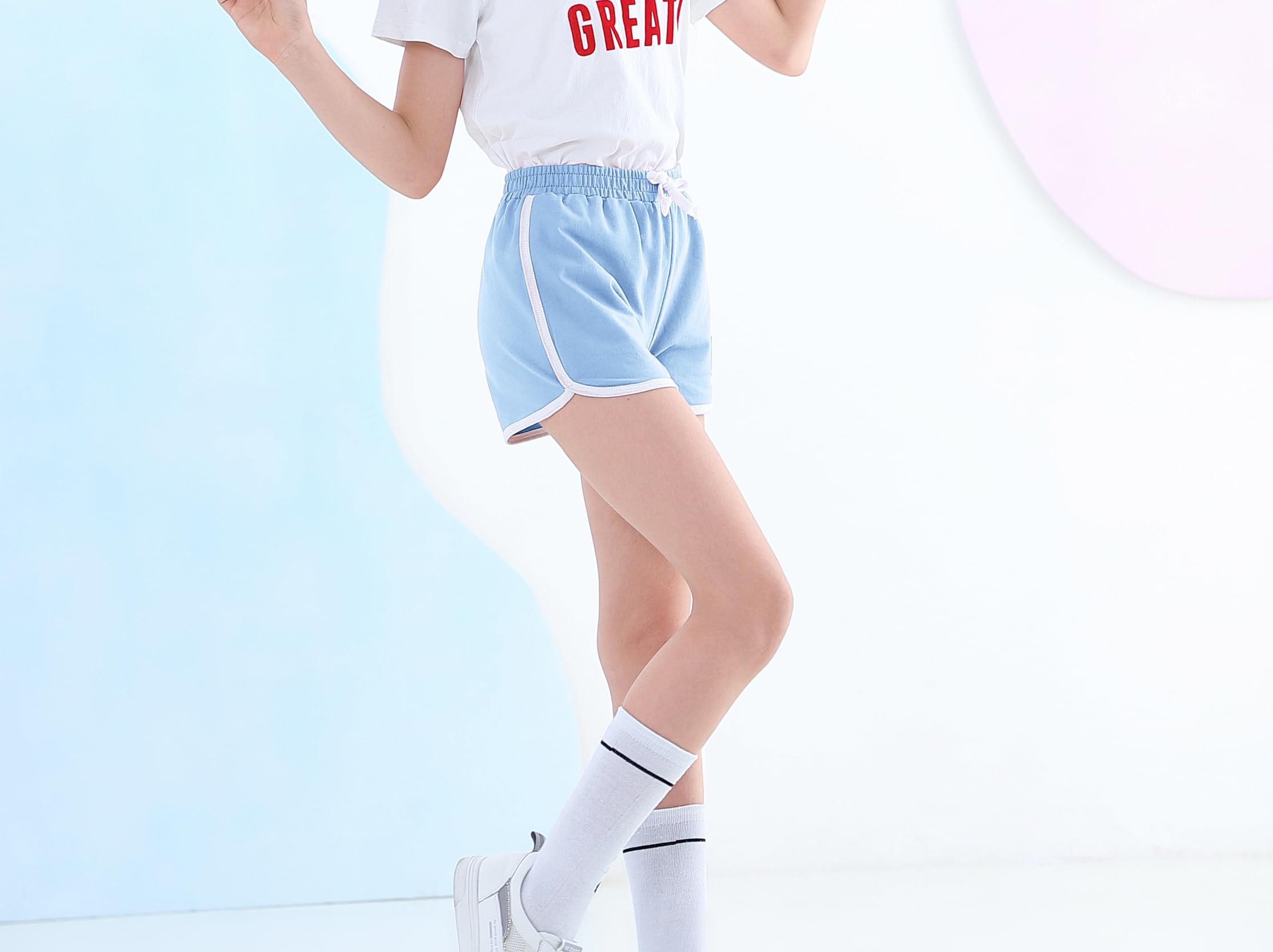 Rolanko Pantaloncini da Ginnastica per Ragazze, Pantaloncini Sportivi Estivi con Coulisse per Bambini Che corrono E Ballano