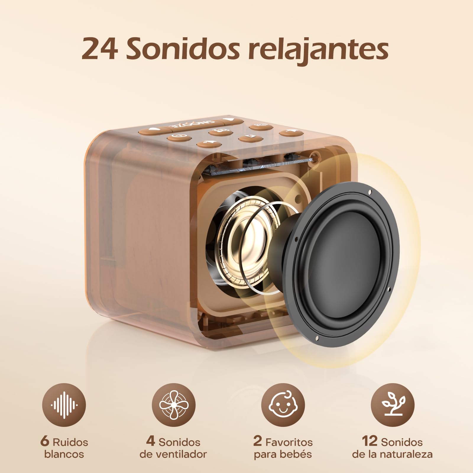 Reacher radio reloj despertador digital con FM, máquina de ruido blanco con 24 sonidos relajantes, 9 sonidos de alarma, brillo ajustable, luz nocturna de 7 colores, apagado automático y repetición