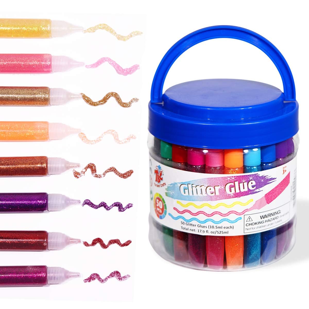 Glitter Glue For Crafting, 10ml × 50Pcs, Glitter Glue Pens, Art Glitter