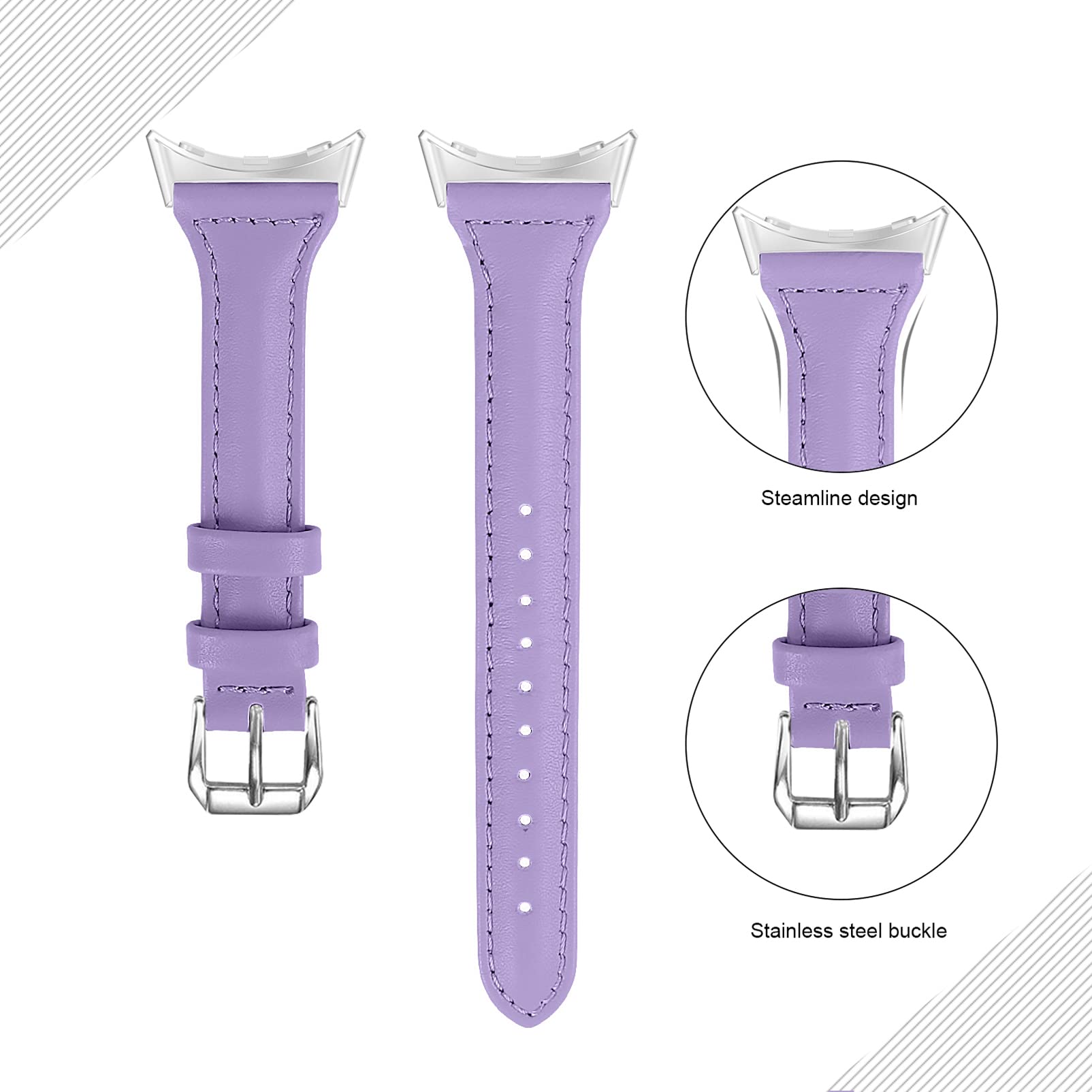 Cinturino sottile in pelle compatibile con Google Pixel Watch, cinturino di ricambio sottile in vera pelle per Google Pixel Watch 2022 (albicocca)