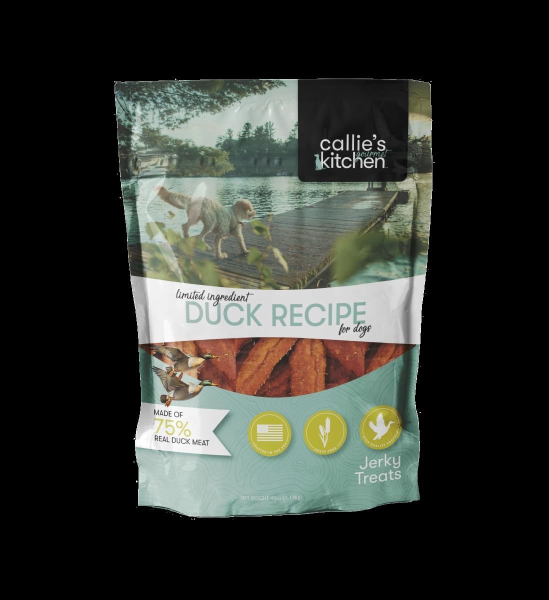 Callie's Kitchen 21060PK4 Callie's Gourmet Kitchen Duck Recipe Dog Jerky Treats 40 oz.