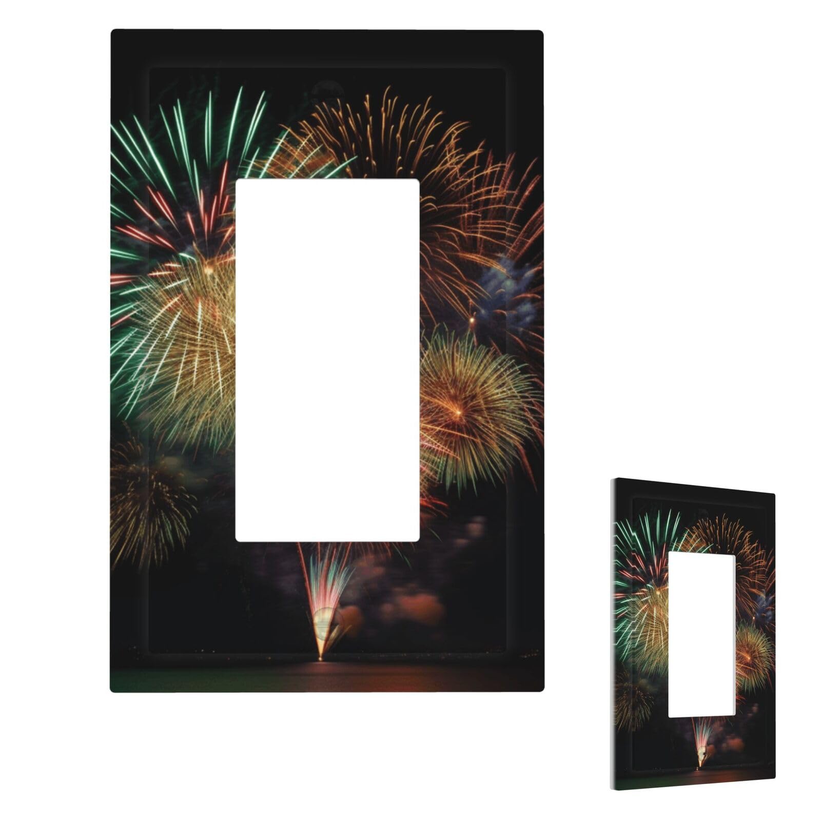 Fekiloot 1 Gang Fireworks Wall Plate Cover Modern Decorative Light Switch Cover Unbreakable Receptacle Outlet Covers For Living Room Bedroom Home Decor