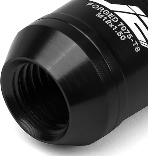 Miniatura 4 de J2 Engineering 7075 Aluminio Negro M12 x 1.5 16Pcs L 1.969 in Tuerca de llanta de extremo abierto w4pcs Lock+Key