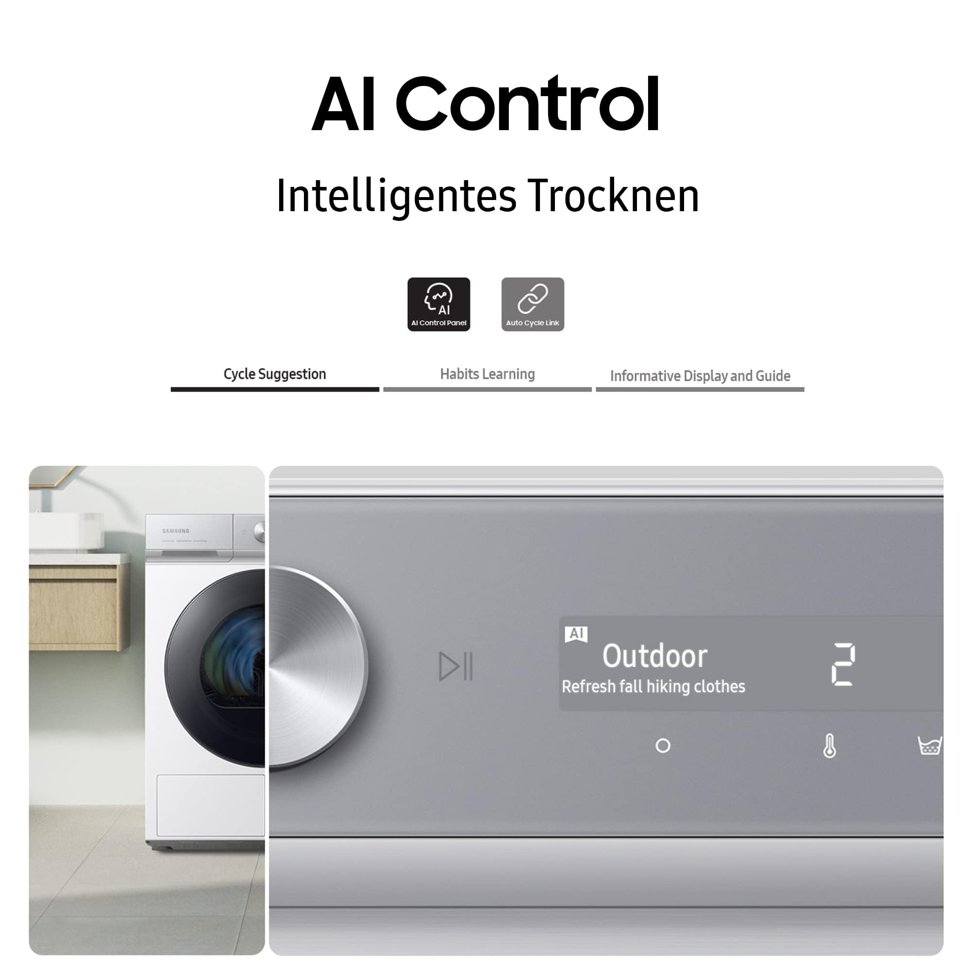 Samsung DV90BB9445GBS2 Bespoke Wärmepumpentrockner, 9 kg, AI Dry - intelligentes Automatikprogramm, QuickDrive, AI Control, Super Speed und Super Leise, Schwarz