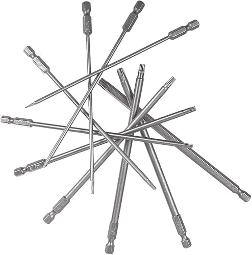 Rocaris Juego de brocas Torx de seguridad T40 de 6 pulgadas T6, tornillos de seguridad Torx Star Drive, acero S2, vástago hexagonal de 1/4 de