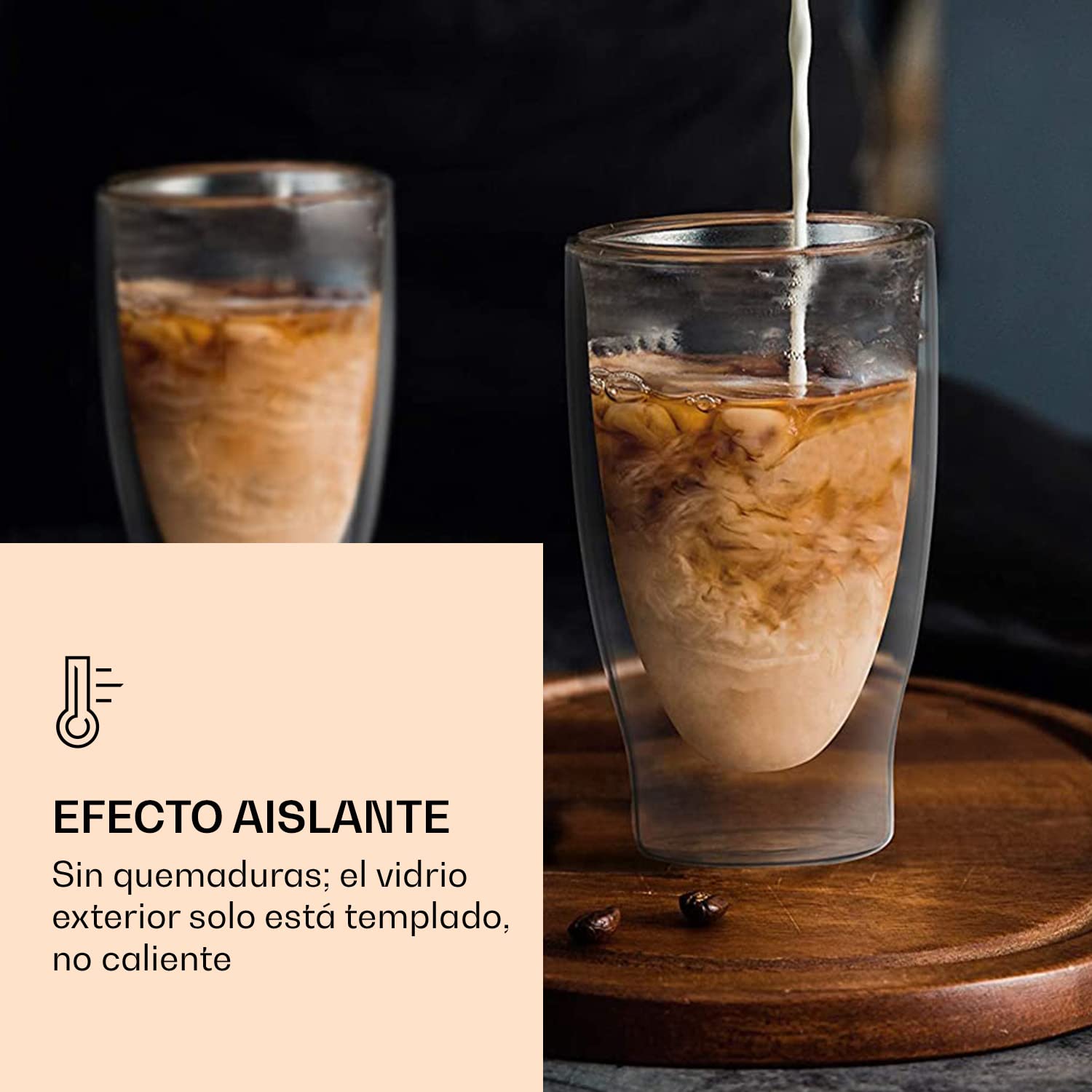 Juego de vasos dobles de cristal DUOS (4 vasos de 400 ml), vasos de cóctel térmicos. Aptos para: latte macchiato, cappuccino, té, té helado, zumo, agua, cola, cócteles. Vasos DUOS de Feelino