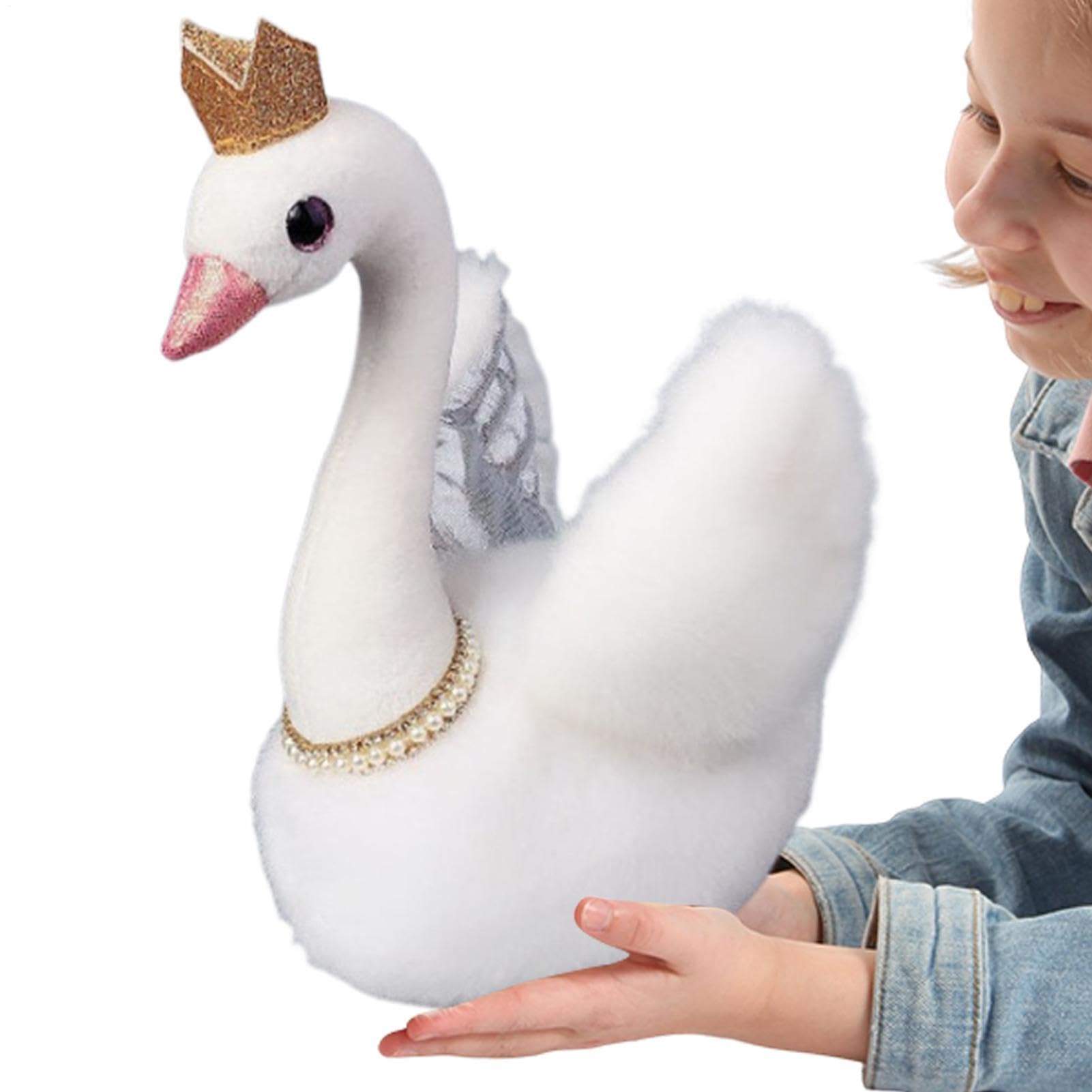 Swan Plush Stuffed Animal - Cartoon Doll White Geese Necklace Stuffed Toy