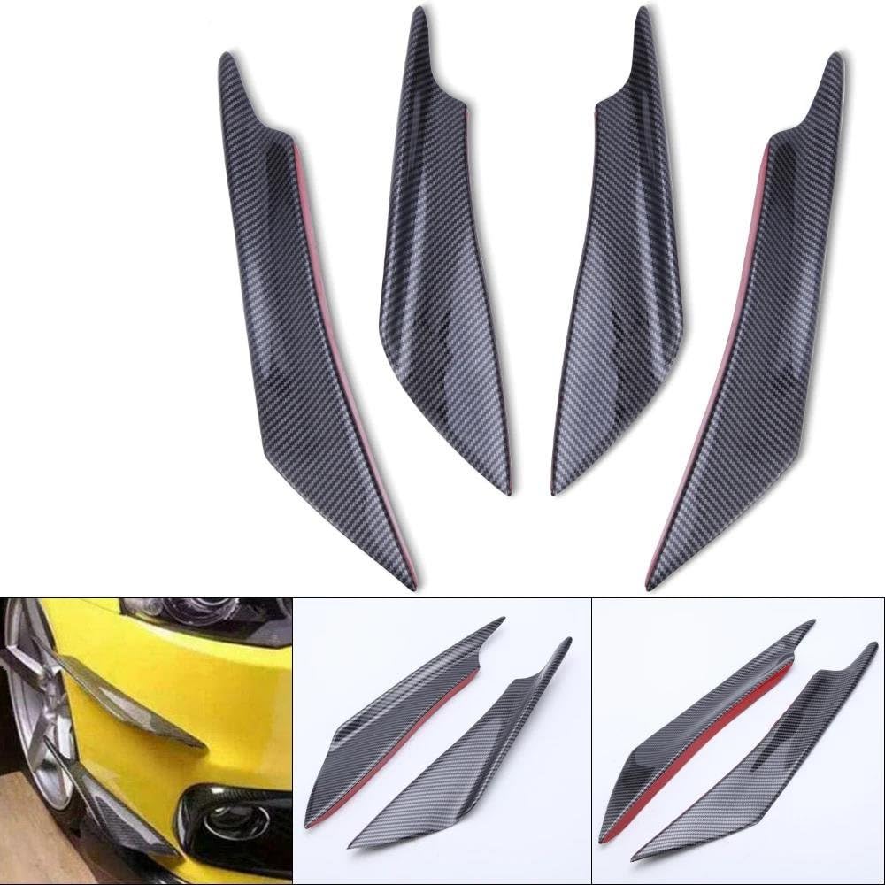 JNNJ Kit 6 Alette Spoiler Per Paraurti Auto - Universali In PVC, Nero O Fibra Di Carbonio, Adesive