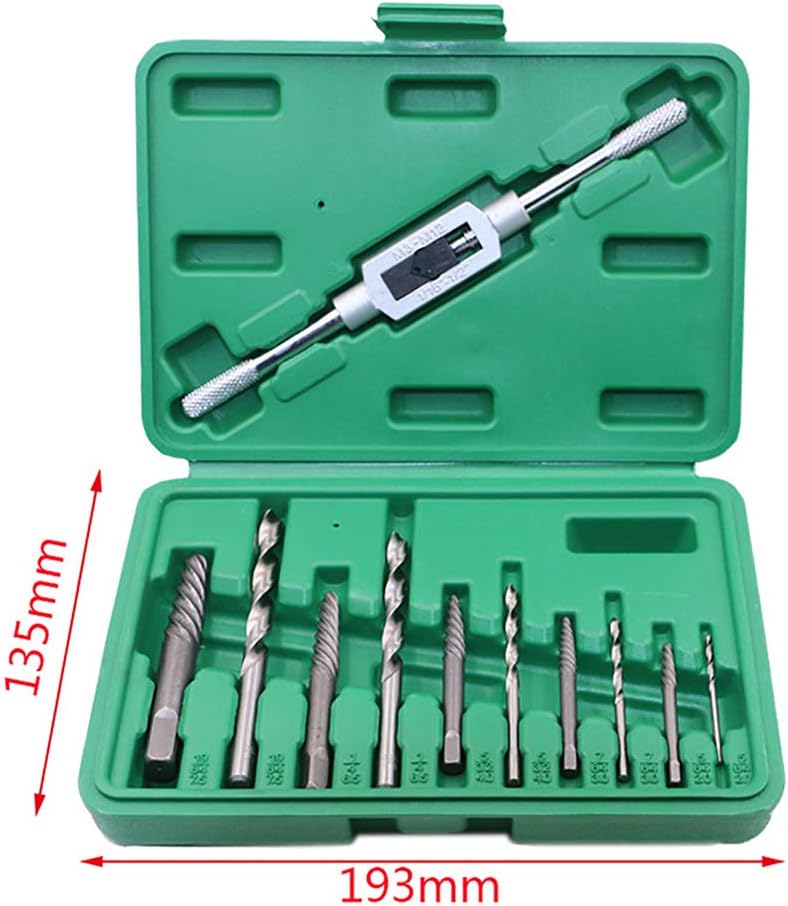 Lockwish 11 PCS Screw Extractor Tool Kit Set, Remove Broken Bolt Fastener,Use by Manually or with a Hammer or Electric Drill - - 