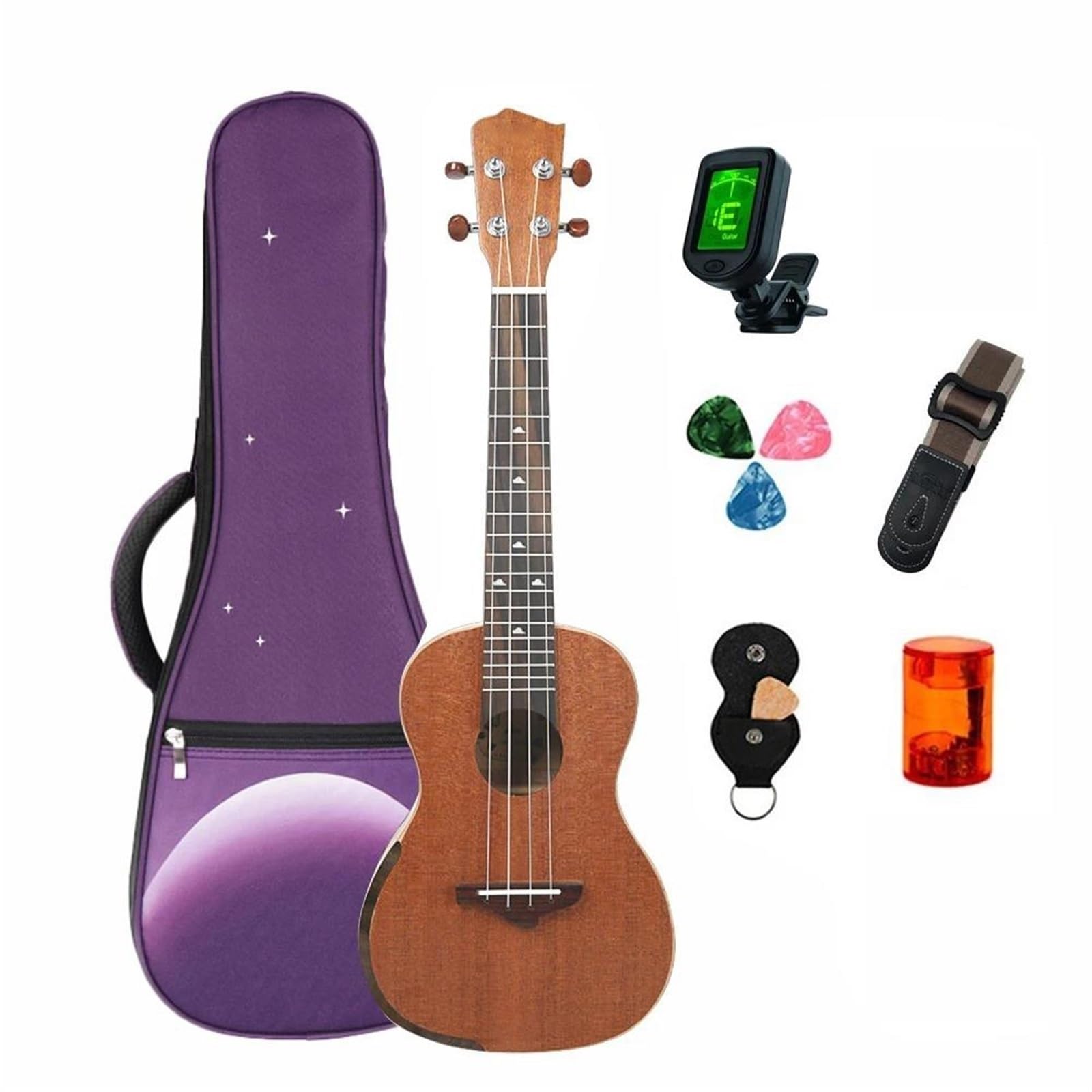 Ukulele Konzert Sopran Tenor 23" 26" Sapele Ukulele Aquila Saiten Optionales Paket Stimmgerät(Color:3/4,Size:23 inches)