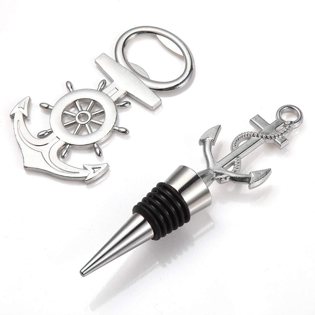 MDLUU 20 Pcs Anchor Bottle Stopper Bottle Opener Return Gifts, Party Favors, Nautical Theme Decor for Baby Shower Wedding Birthday