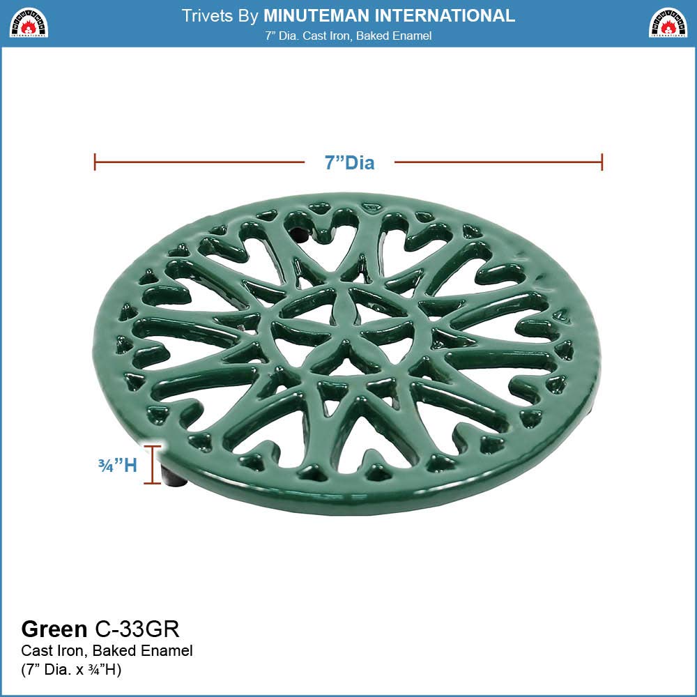 Minuteman International C-33GR 7-Inch Sunburst, Cast Iron Trivet