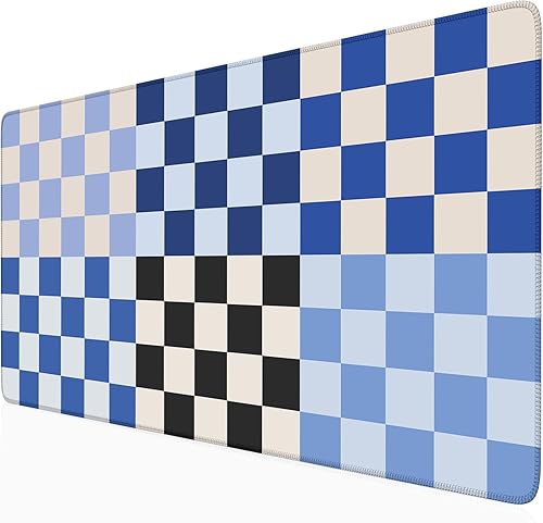 Miniatura 27 de Alfombrilla de escritorio con diseño de cuadros boho beige y rosa XXL, alfombrilla de mouse de estilo retro en tonos pastel con bordes cosidos, A6