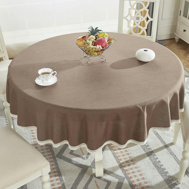 Nappe ronde en dentelle blanche pour repas de famille et table à manger